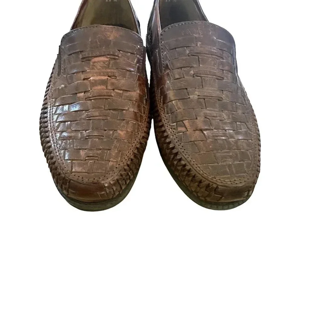 Soft Stags Men's Brown Leather Woven‎ Comfortable Flat Boot Size 11M
